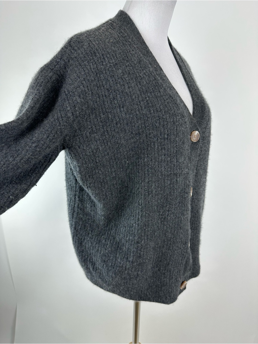 Charcoal Cashmere Cardigan - Picture 3 of 6